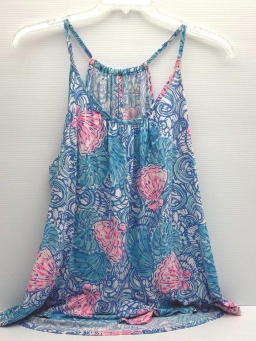 Lilly Pulitzer Lacy Tank Top – Blue Haven “Raising Shell” Print XL